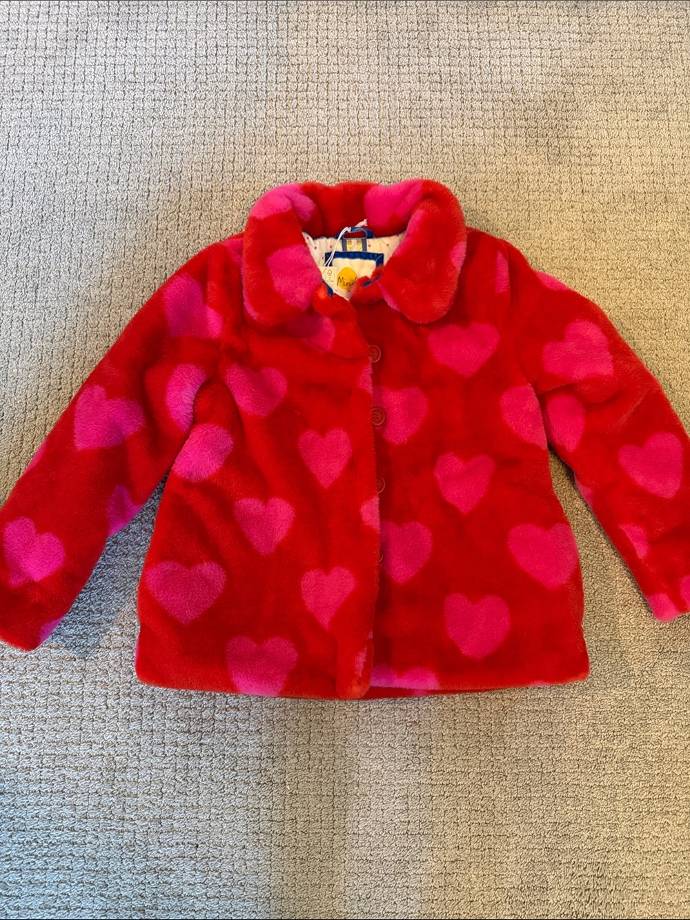 Mini Boden Girl’s Faux fur Heart Jacket